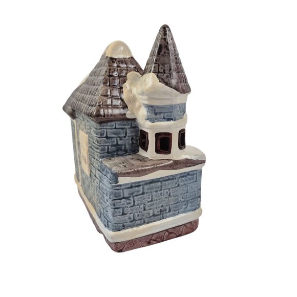 Lidco Ceramic Chirstmas House Glossy Blue Brown Snow Capped Lighted Vintage - Picture 7 of 10